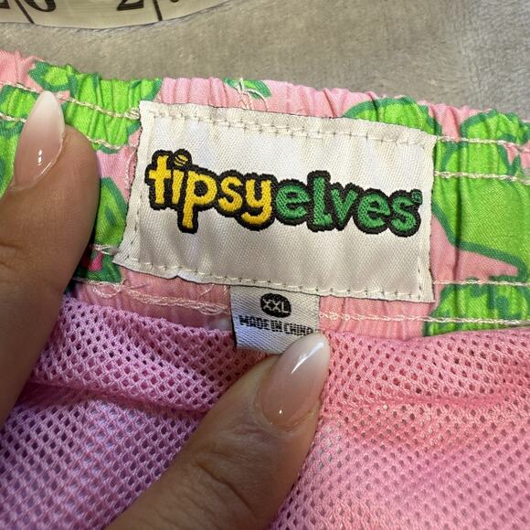 Tipsy Elves Men’s Swim Trunks XXL Pink Dinosaur Print Board Shorts Funny Retro - Picture 5 of 8